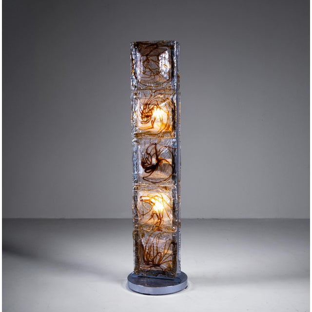 Floor Lamp in Steel and Murano Glass, 1970 For Sale - Image 4 of 9