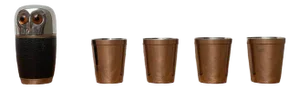 Mid-Century German Owl Style Metal Shot Glasses, 1960s, Set of 5