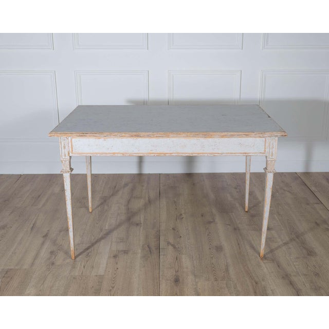 19th Century Pair of Gustavian Style Painted Tables, Repainted in Light Gray For Sale - Image 11 of 14