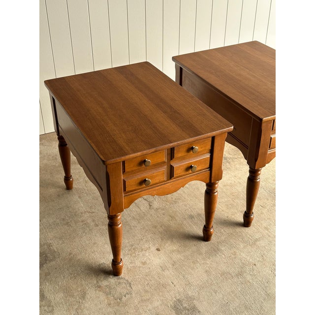 Mid 20th Century Vintage Mersman Scalloped Maple End Tables, Pair For Sale - Image 5 of 17