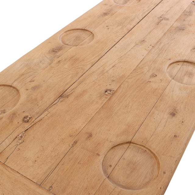 Wood Large Exceptional French Solid Oak Triple-Pedestal Table, C 1945. For Sale - Image 7 of 7