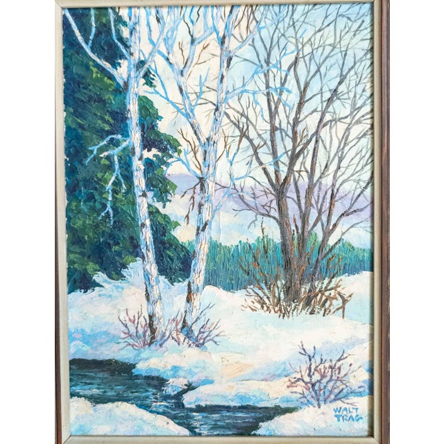 We are selling this attractive Modernist Impressionist winter landscape painting. This painting is executed on canvas with...