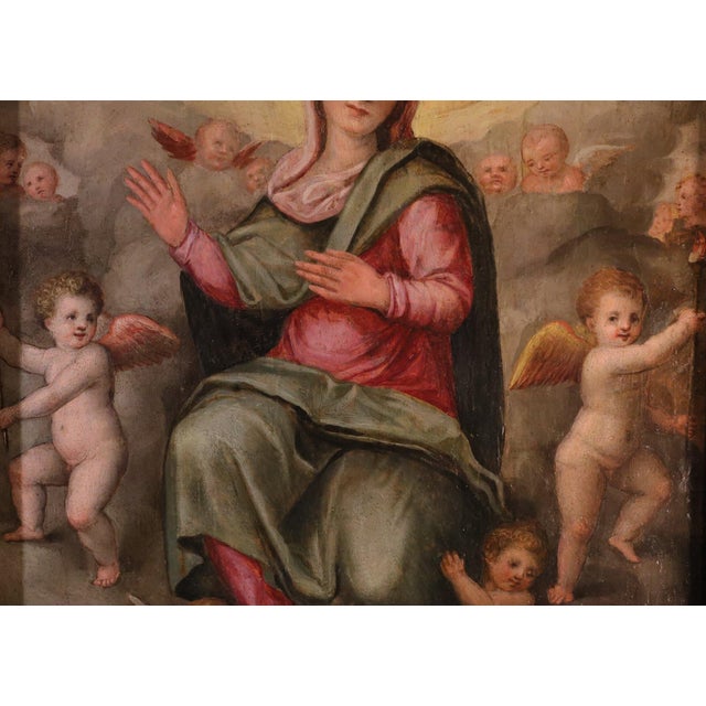 Baroque Giovanni Balducci Detto Il Cosci, Madonna in Glory Among the Angels, 1600, Oil on Board For Sale - Image 3 of 14