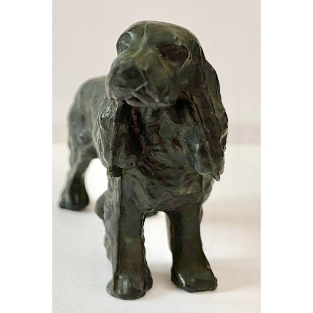 Metal Handsome Vintage Bronze or Pewter Cocker Spaniel Dog Sculpture Desk Art Paperweight For Sale - Image 7 of 7