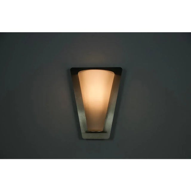Metal and Opaline Glass Wall Lamp from Glashütte Limburg, 1960s For Sale - Image 3 of 9