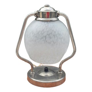 Small Art Deco Nickel-Plated Brass Table Light, 1920s For Sale