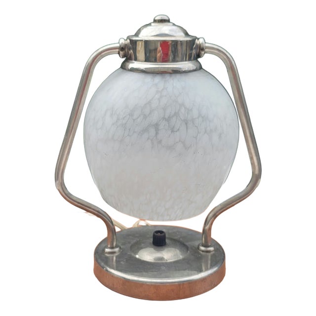 Small Art Deco Nickel-Plated Brass Table Light, 1920s For Sale