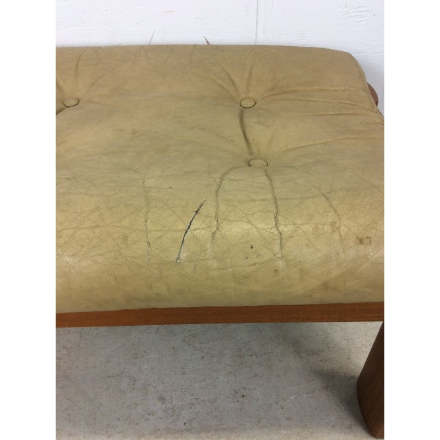 Brown Danish Modern Ottoman With Teak Frame and Leather Upholstery For Sale - Image 8 of 12