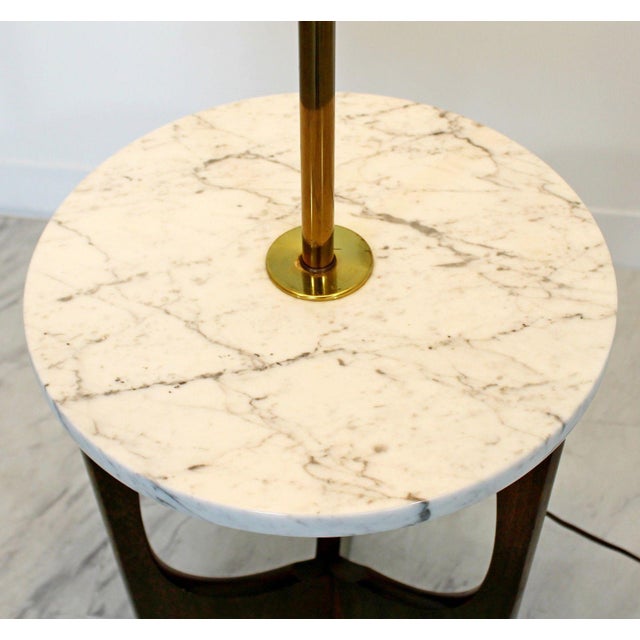 Mid Century Modern Walnut Brass Marble Floor Lamp Table ...