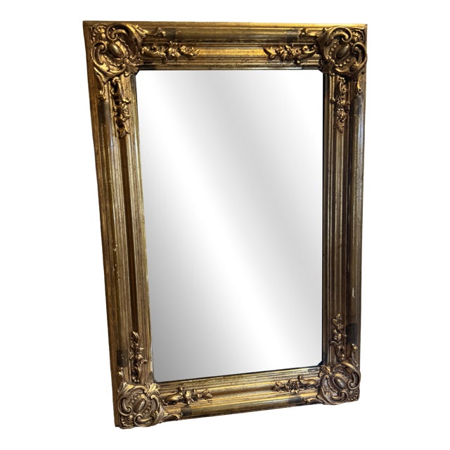 Antique German Gilded Wood and Stucco Rococo Revival Mirror with Original Mercury Glass, 1850 For Sale