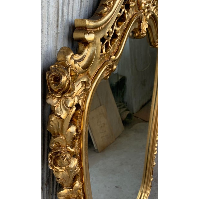 Wood Early 20th French Empire Period Carved Gilt Wood Mirror For Sale - Image 7 of 9