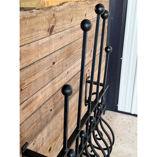 Mid-Century Modern Mid-20th Century Hand-Forged Iron Window Grilles With Sculptural Scrollwork-Pair For Sale - Image 3 of 12