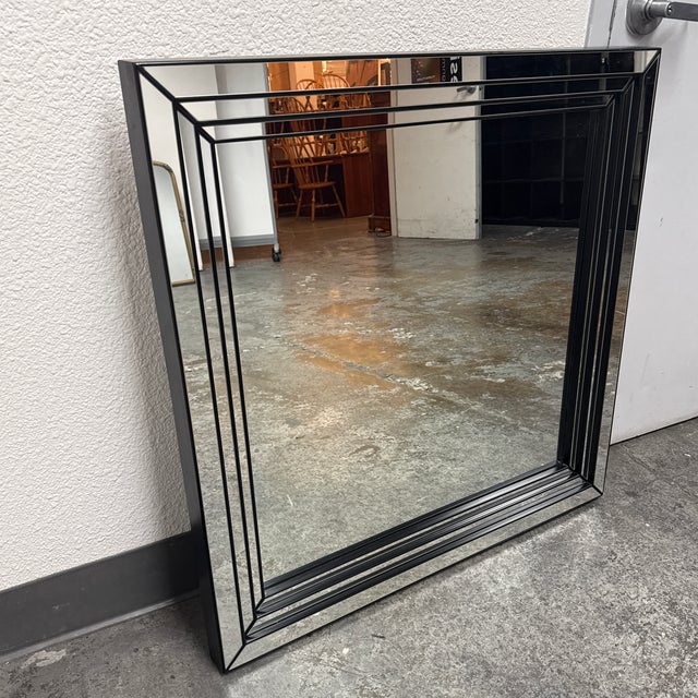 Traditional Deknudt Square Stepped Beveled Wall Mirror, Vintage For Sale - Image 3 of 12