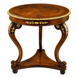 Hand-Carved Italian Walnut Burl Side Table For Sale