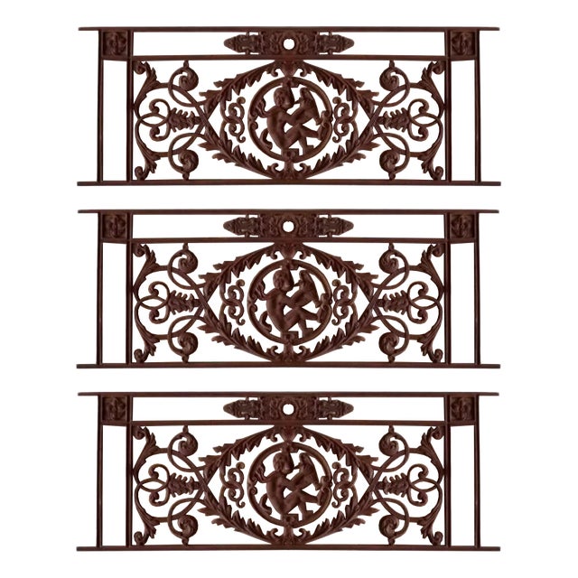 Cast Iron Balcony Gratings, Set of 3 For Sale