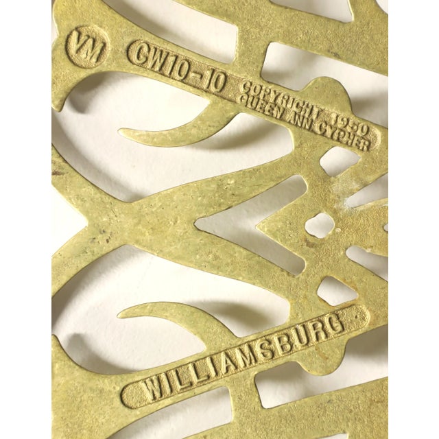 Virginia Metalcrafters Brass Williamsburg Queen Anne Cypher Trivets - Pair For Sale In Charlotte - Image 6 of 8