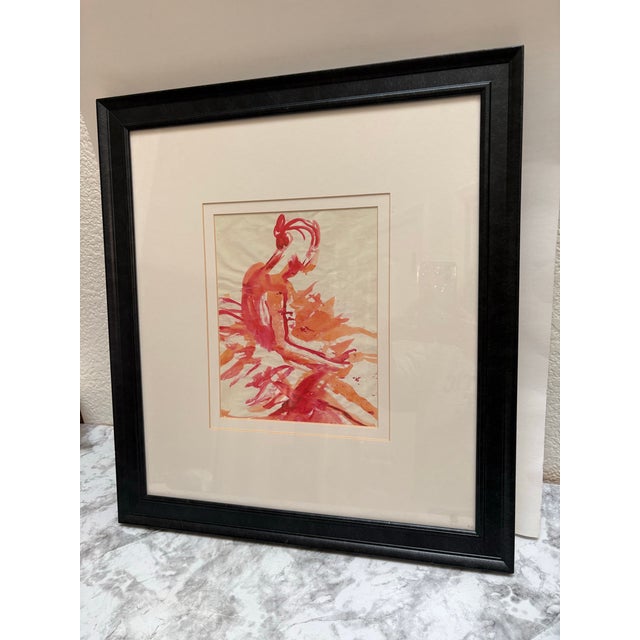 Figurative Vintage Ballet Dancer Artisan Watercolor Painting For Sale - Image 3 of 6