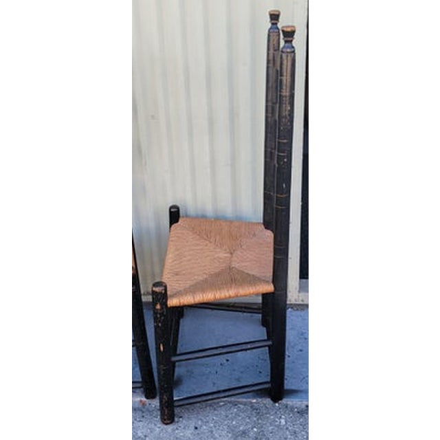 Textile Set of Four Mid 19th Century Decorated Ladder Back Chairs For Sale - Image 7 of 8