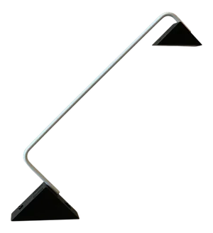 Vintage Postmodern Disegno Italia White Enameled Metal + Molded Plastic Angy Table Lamp, Circa 1970s
