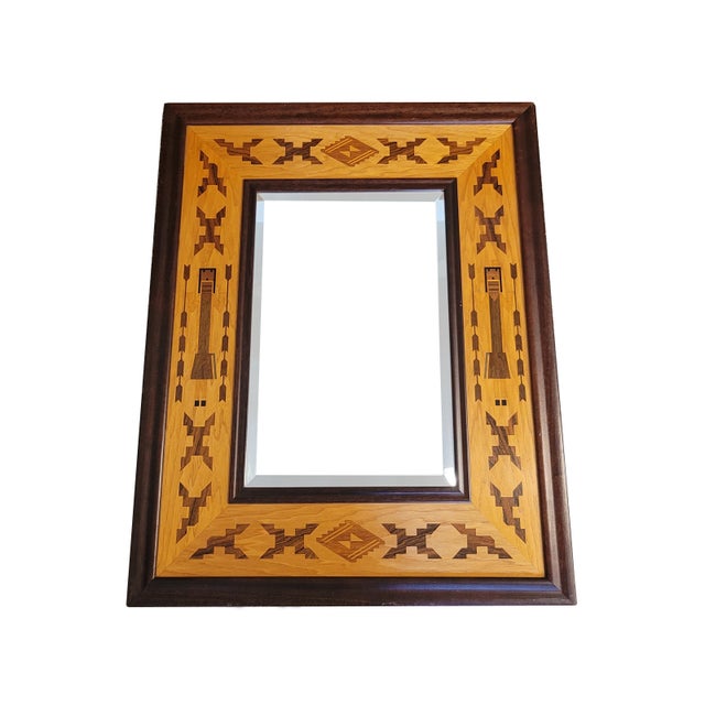 1990s Vintage Hudson River Inlay Beveled Mirror - "Navajo Princess Mirror" For Sale - Image 5 of 8