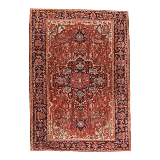 Antique Red Heriz Persian Area Rug For Sale