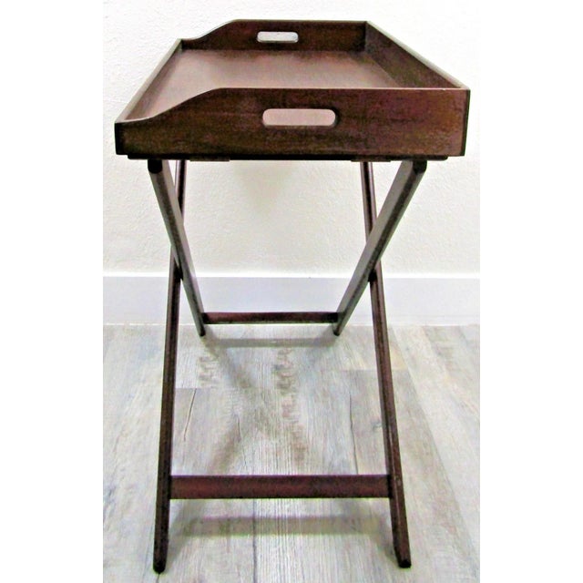 Mid 20th Century Vintage English Butler's Mahogany Tray Table With Folding Stand For Sale - Image 12 of 18