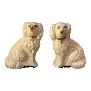 Vintage Late 20th Century Pair Ceramic Staffordshire Style Spaniel Dog Figurines