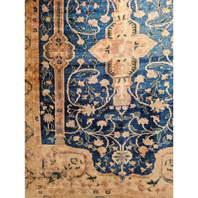 Vintage Turkish Oushak Area Rug, Wool Pile, Royal Blue & Tan, 1900s, 5' x 7' For Sale - Image 12 of 15