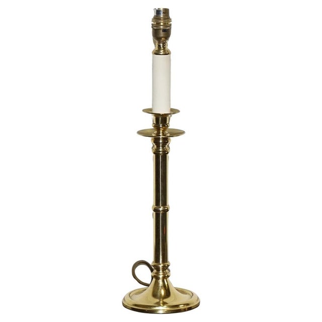 Metal Vintage English Georgian Style Brass White Table Lamp For Sale - Image 7 of 7