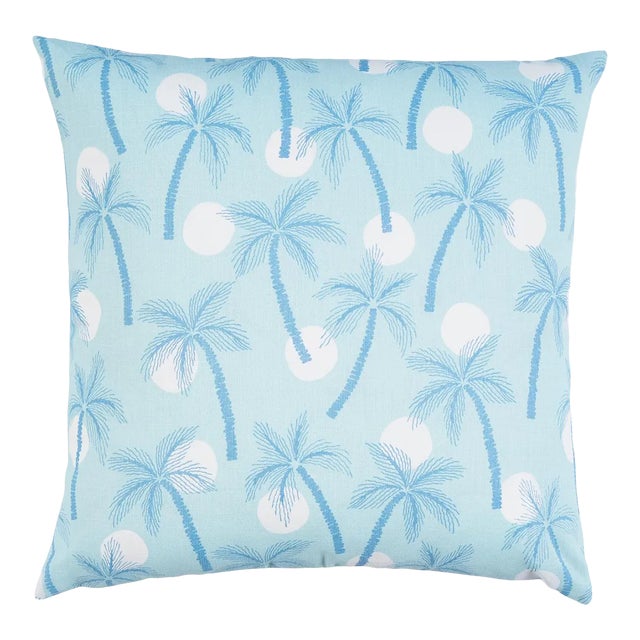 Schumacher Clarabella Palm I/O Pillow In Pool For Sale