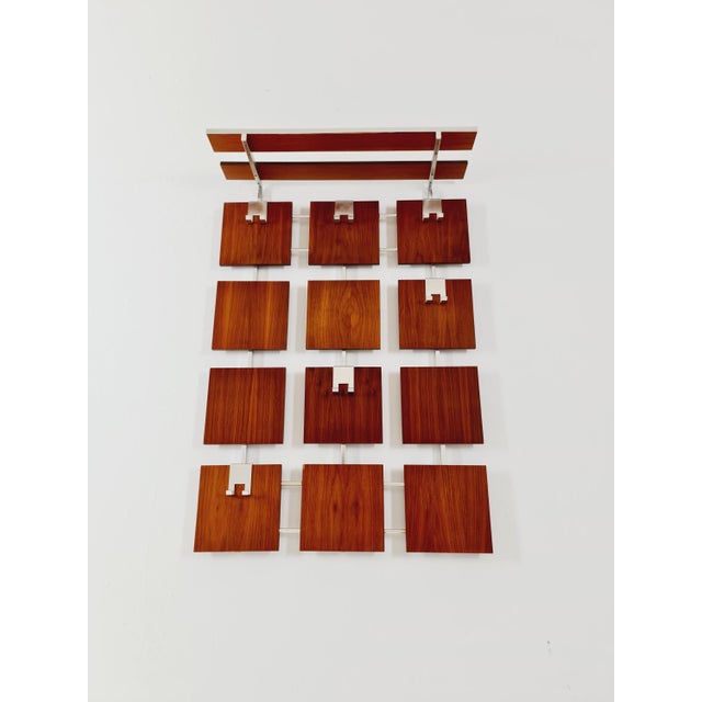 Germany Mid Century coat rack/ hallway wall wardrobe/ hat rack, 1960s Germany Rockabilly Beautiful and well-preserved teak...