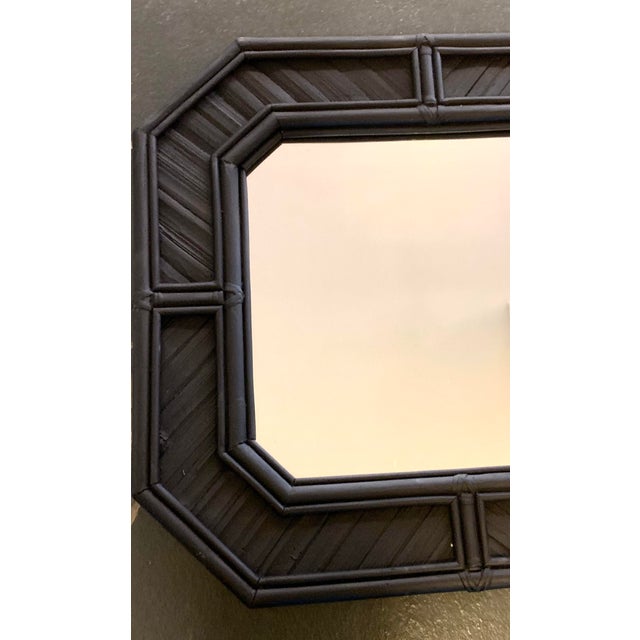 Vintage Matte Black Rattan Wall Mirror Chairish
