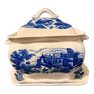 Trimont Ware Blue and White Castle Transfer Tureen Set - 3pcs