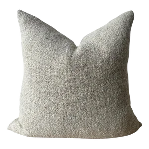 Custom Linen and Wool Pillow in Flax With Down Feather Insert