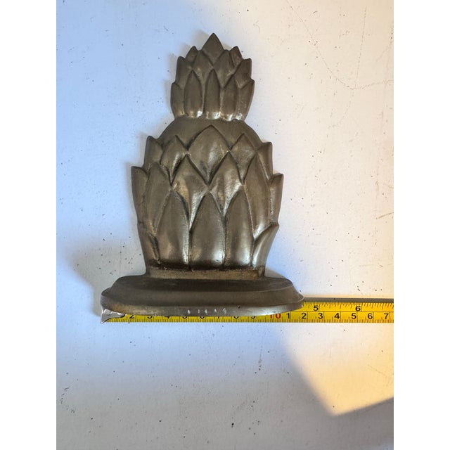 English Vintage Brass Pineapple Doorstopper Bookend For Sale - Image 3 of 12
