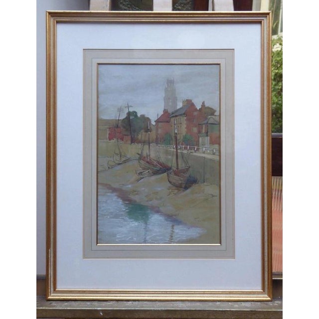 Boats in the Harbour, Monogrammed MP, 1934, Watercolor on Paper, Framed For Sale - Image 13 of 14