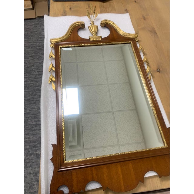 Chippendale Late 20th Century Friedman Brothers Mahogany Beveled Mirror With Gold Gilt Accents For Sale - Image 3 of 6