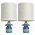 Blue Ceramic Table Lamps with Silk Lampshades from Soholm, Denmark, 1960s, Set of 2 For Sale - Image 12 of 12