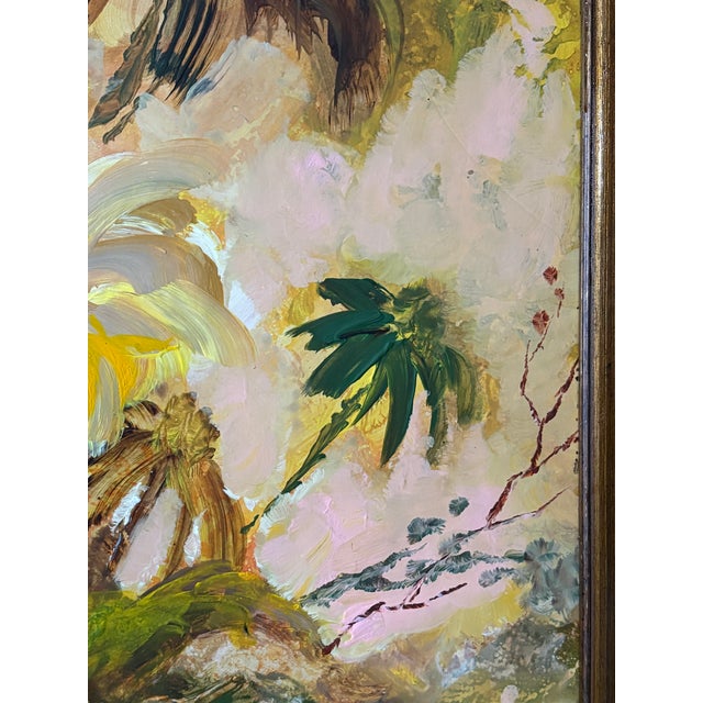 1960s Mid-Century Modern Floral Abstract Acrylic on Board For Sale - Image 5 of 18