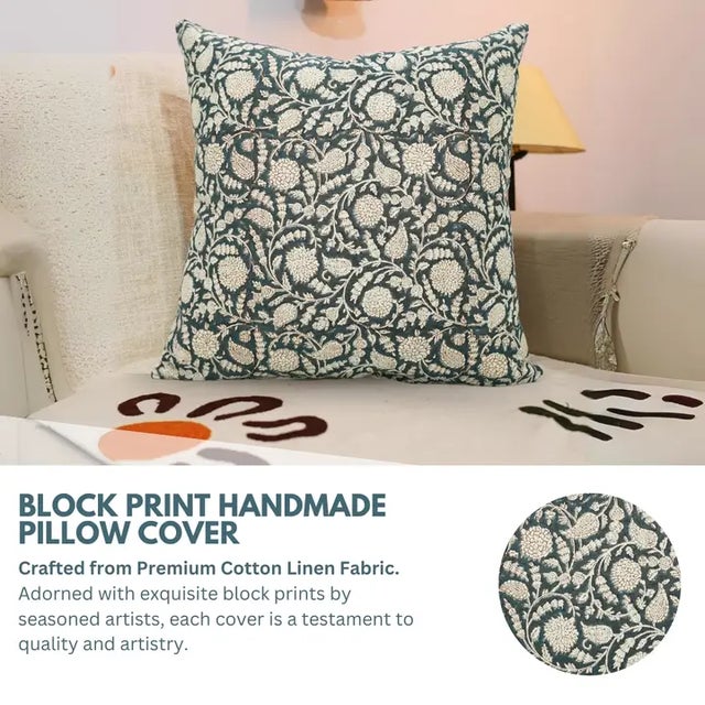 Elevate your space with the timeless charm of the Fabdivine Block Print Cushion Cover in the exquisite Gopi print. Crafted...
