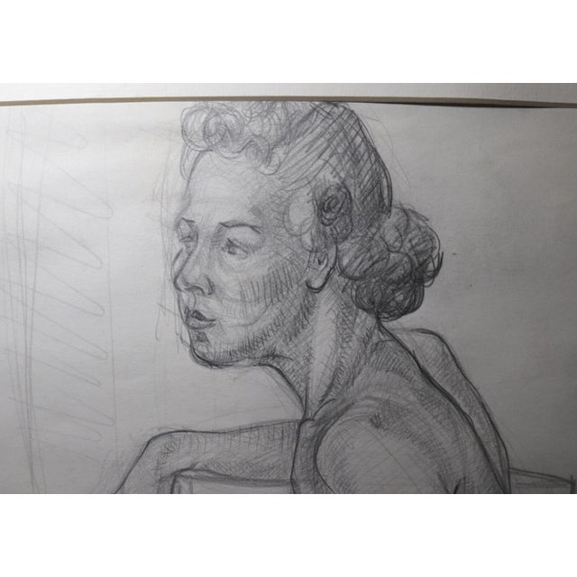 Black Vintage Original Fleet 1937 Pencil Figural Figure Nude Lady Woman Drawing Sketch For Sale - Image 8 of 10