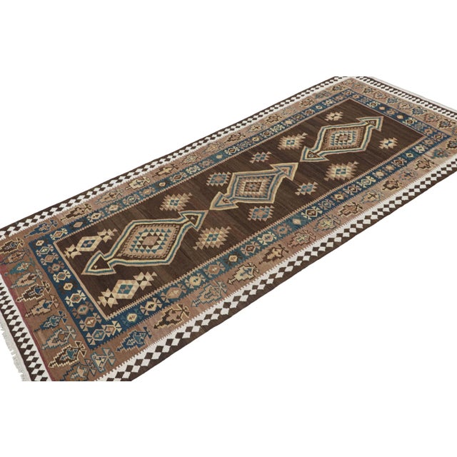Rug & Kilim Vintage Persian Tribal Kilim With Brown and Blue Medallions by Rug & Kilim For Sale - Image 4 of 7