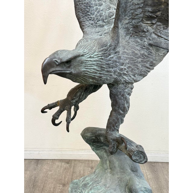 Green Life Size Bronze Eagle For Sale - Image 8 of 11