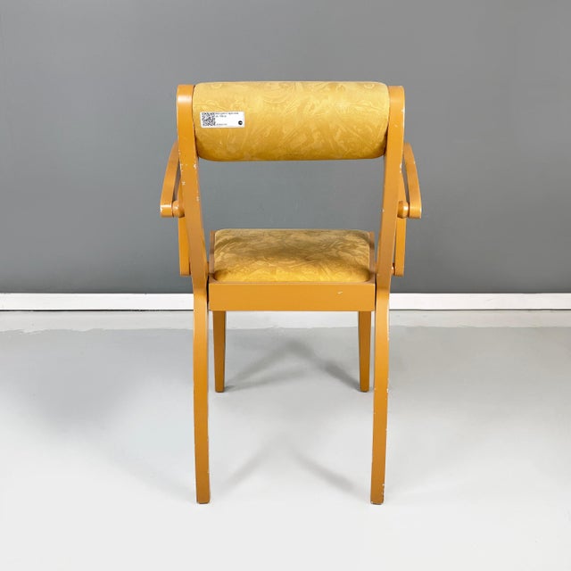 Italian Modern Yellow Fabric and Wooden Chair from Bros/S, 1980s For Sale - Image 4 of 18
