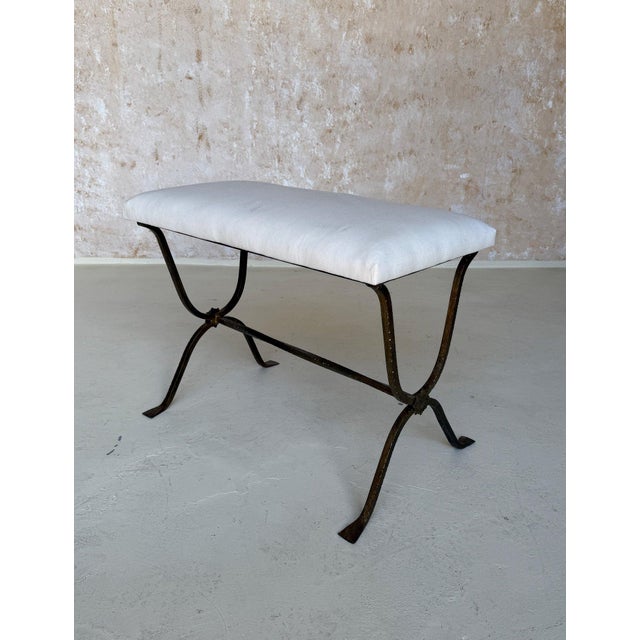 2020s Pair of Hand Forged Spanish Gilt Iron Benches With Twisted Stretchers For Sale - Image 5 of 12