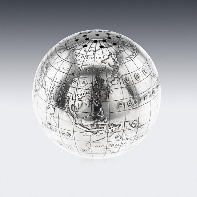 Vintage British Silver Novelty Globe Shaped Writing Sander For Sale - Image 17 of 18
