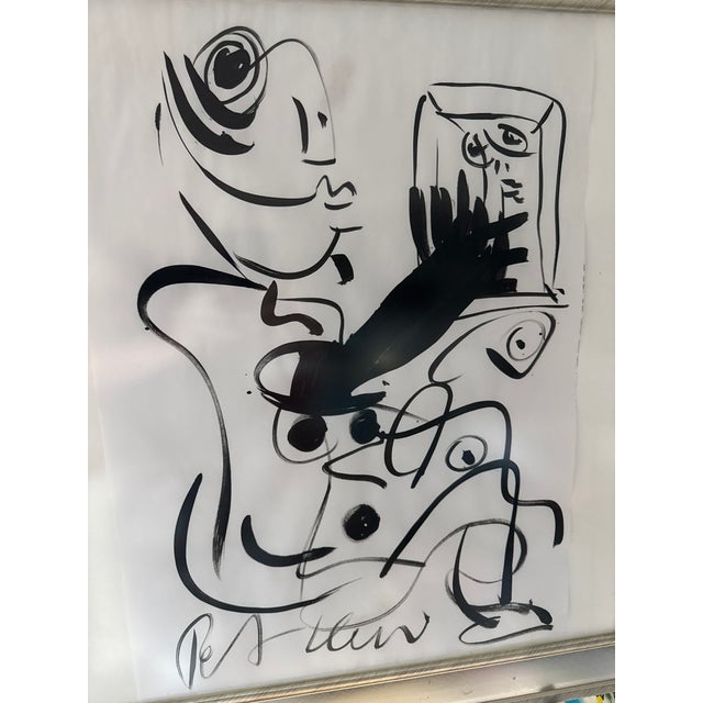 Abstract 1970s Peter Keil “Miro in the Window” Abstract Cubist Painting For Sale - Image 3 of 6
