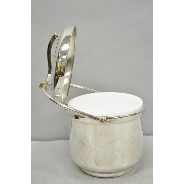 Vintage Art Deco Silver Plated Reticulating Hinge Lidded Bar Ice Bucket For Sale - Image 4 of 15