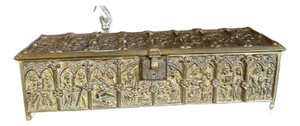 19th Century Bronze High Relief Gothic Revival Table Top Casket Jewelry Box