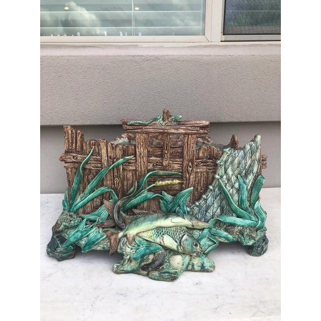 Oversize French Majolica Palissy Fishs Jardiniere, Circa 1880 For Sale - Image 12 of 12